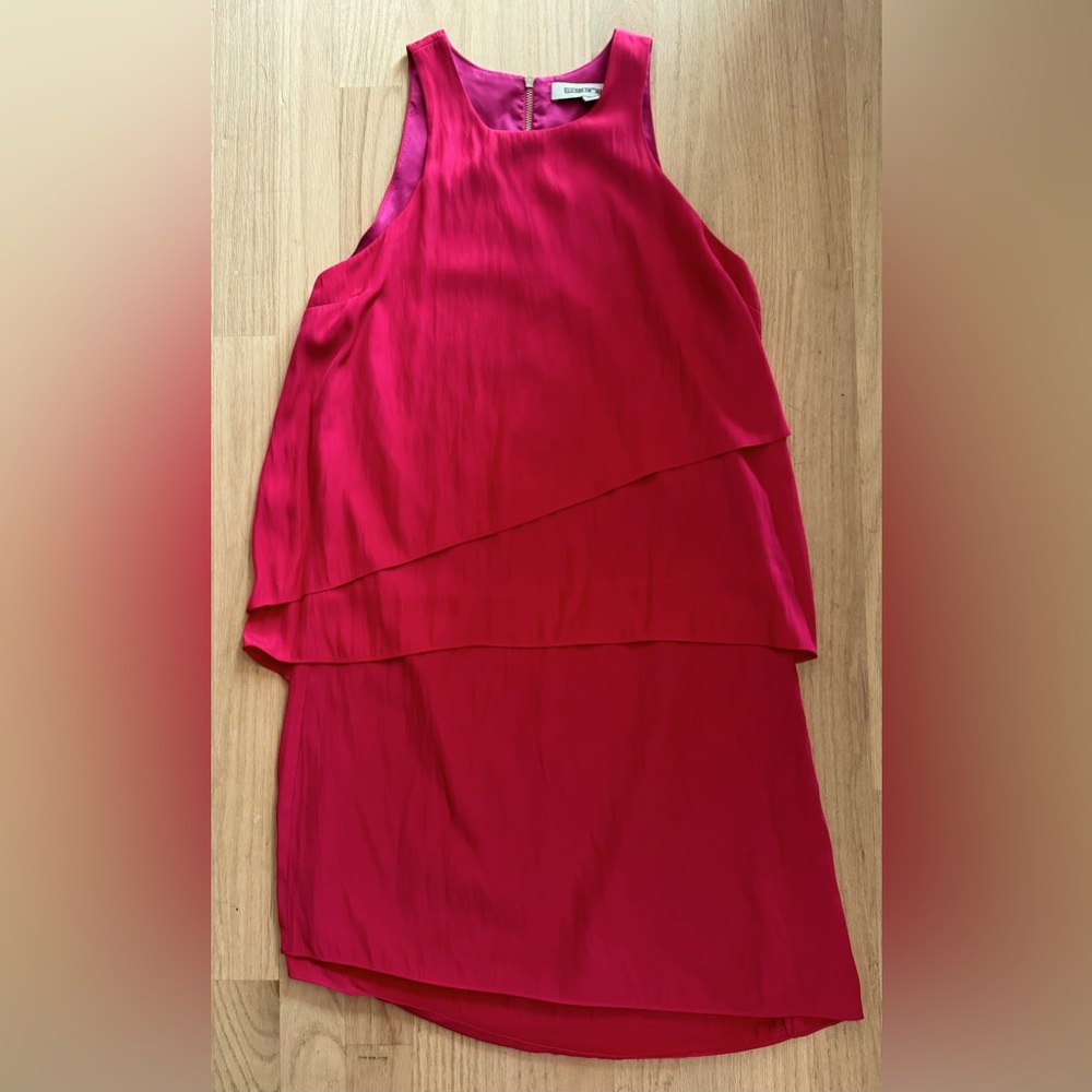 Elizabeth & James Pink Satin Tiered Dress XS